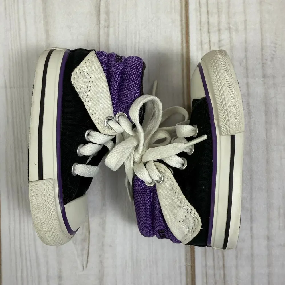 Converse All Star‎ Chuck Taylor Toddler Baby High Top Sneakers Black Purple 4C